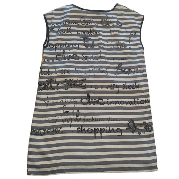 Simon Chang Graphic Art Dress Size 8 – Black White Striped Floral Face Print - Picture 6 of 11